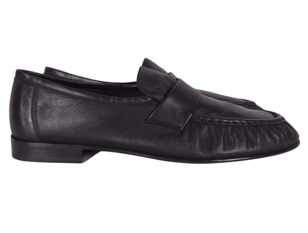 The Row Soft Loafers US 11 EU 44 Mens Black Pleated Nappa Leather $1820